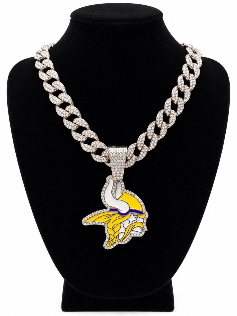 NFL Minnesota Vikings Style Iced Out Cuban Chain Pendant Necklace